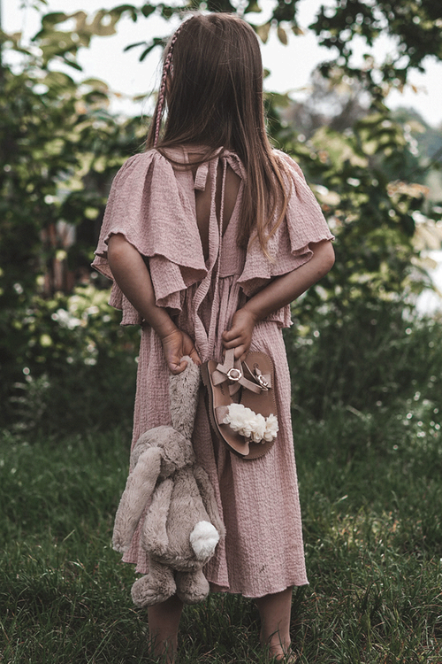 Modne Dziecięce Sandały Z Kwiatami Beżowo-Złote Poly