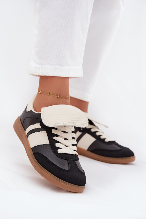 Niskie Sneakersy Damskie Z Wywiniętym Językiem Czarne Ardira