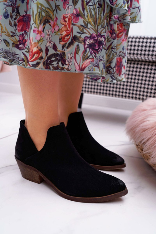 Botki Damskie Czarne Wiosenne Skórzane Anabella