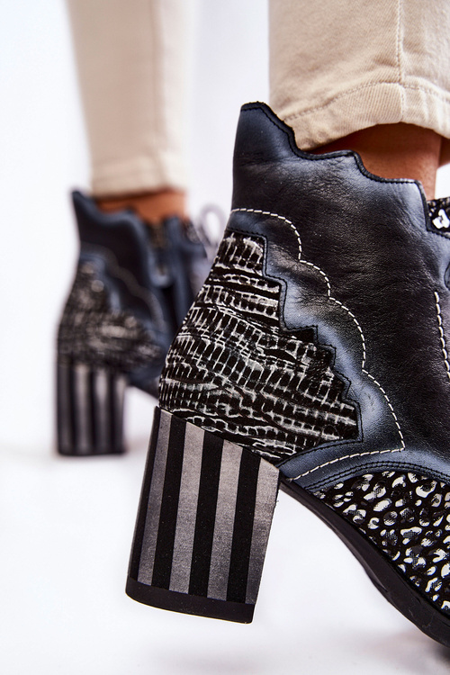 Botki Damskie Skórzane Trzewiki Maciejka Czarne 03190-20