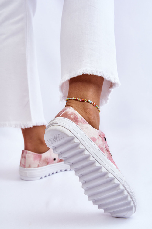 Modne Niskie Trampki Big Star LL274044 Różowo-Beżowe