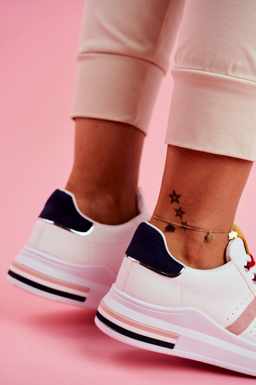 Sportowe Damskie Buty Biało Granatowe Mirra