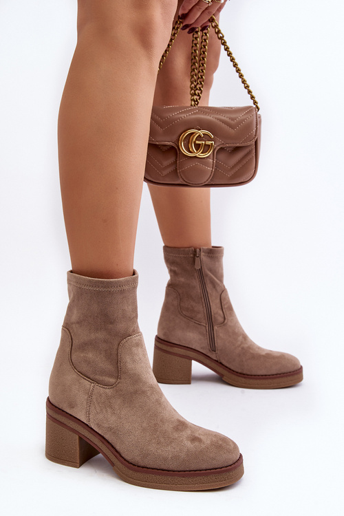 Damskie Botki Na Słupku Beżowe Argastis