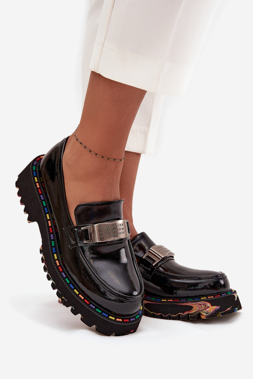 Półbuty Mokasyny Damskie Z Lakierowanej Skóry Artiker 57C0070 Czarne