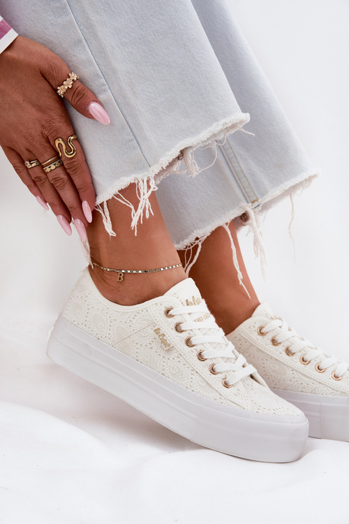 Trampki Damskie Z Koronką Lee Cooper LCW-25-31-3438L Białe