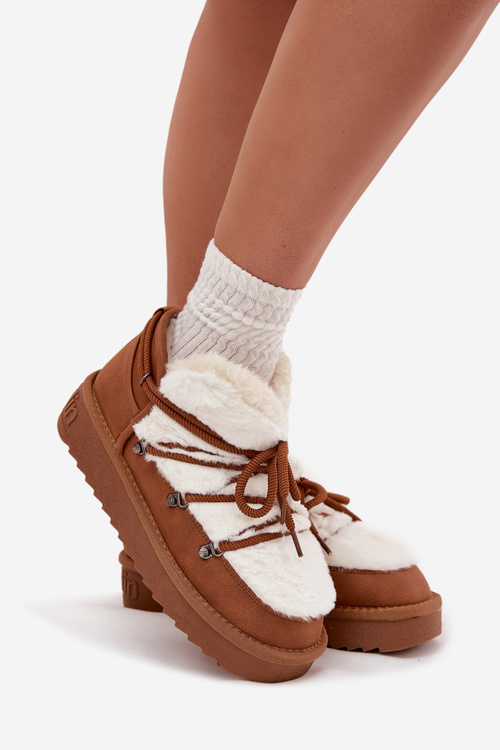Niskie Śniegowce Na Platformie Z Futerkiem D.Franklin DFSH370011 Camel