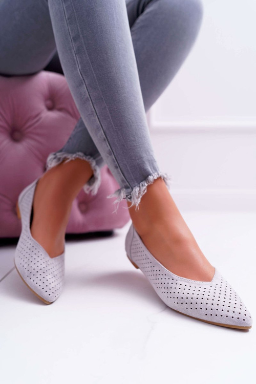 Baleriny Damskie Lu Boo Ażurowe Szare Dessert