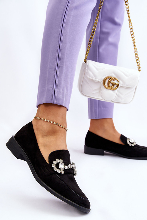 Eleganckie Zamszowe Mokasyny Czarne Aliya