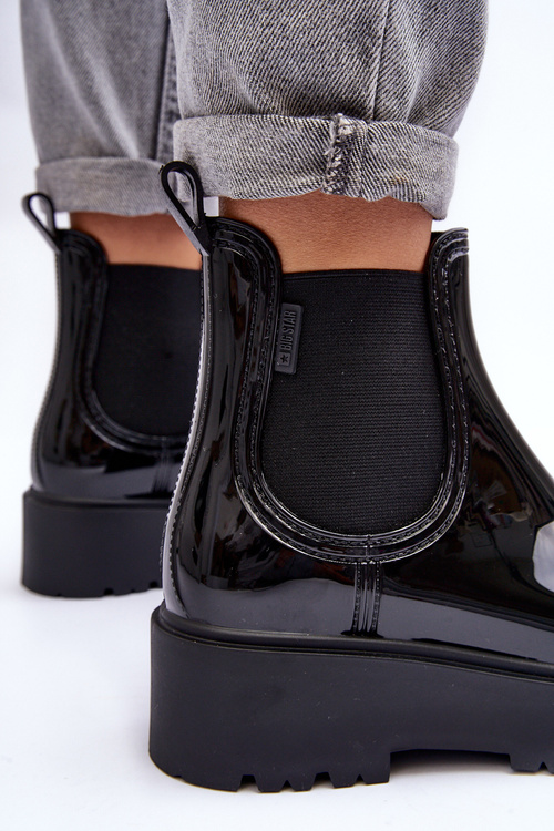 Lakierowane Kalosze Botki Na Platformie Big Star MM274395 Czarne