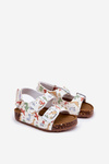 Dziecięce Sandałki Na Korkowej Podeszwie Z Klamrami Dinozaury Multikolor Thessa
