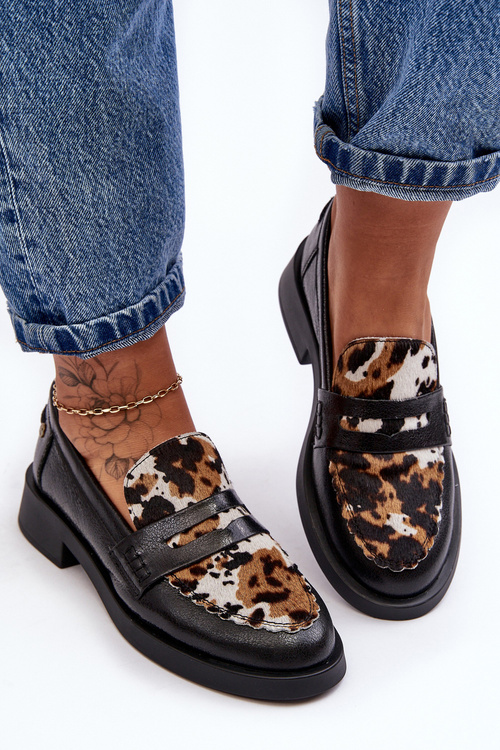 Skórzane Półbuty Mokasyny Damskie Maciejka 06250-01 Czarne