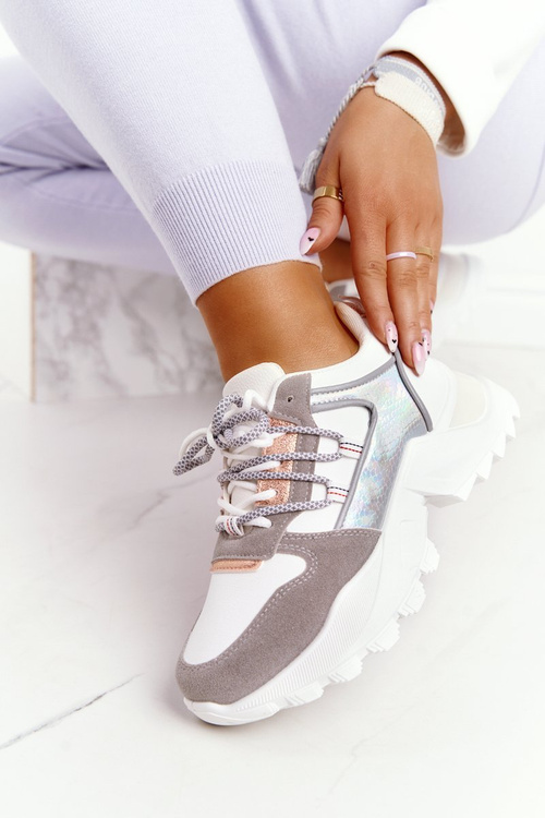 Damskie Sneakersy Na Masywnej Podeszwie Białe Power