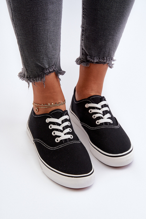 Tenisówki Trampki Damskie Klasyczne Czarne Olvali