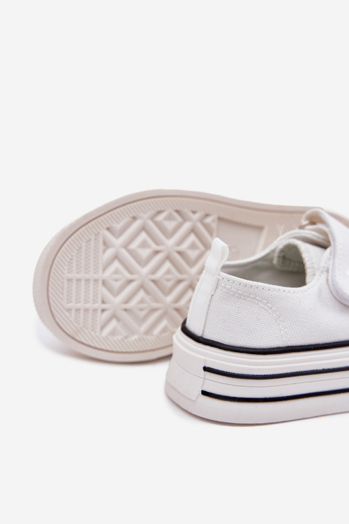 Dziewczęce Trampki Ze Złotą Przypinką Miś Białe Solena