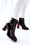 Damskie Botki Czarne Lakierowane na Słupku Cofton