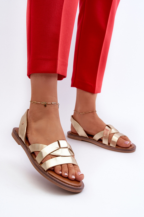 Płaskie Sandały Damskie Z Eko Skóry Vinceza 17347 Złote