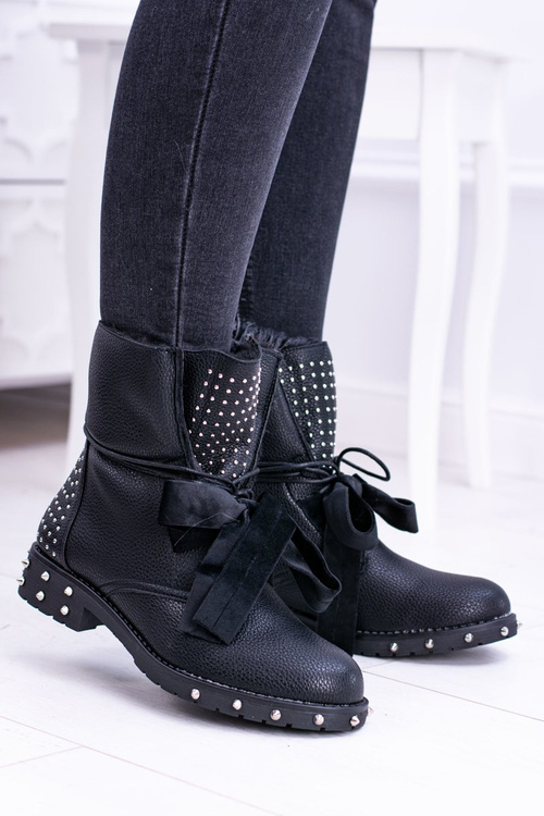 Damskie Botki Ocieplane Z Kolcami i Dżetami Neso