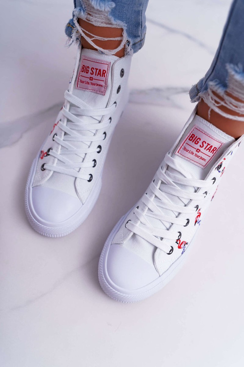 Damskie Trampki Wysokie Flamingi Big Star Białe DD274660