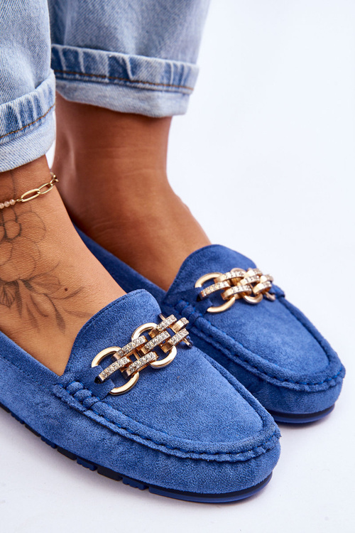 Wsuwane Damskie Zamszowe Mokasyny Niebieskie Sorento