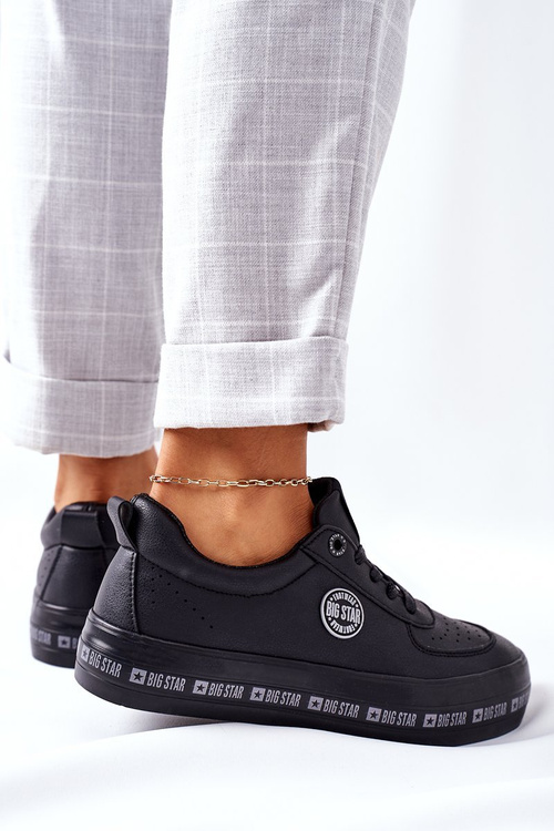 Skórzane Tenisówki Na Platformie BIG STAR II274074 Czarne