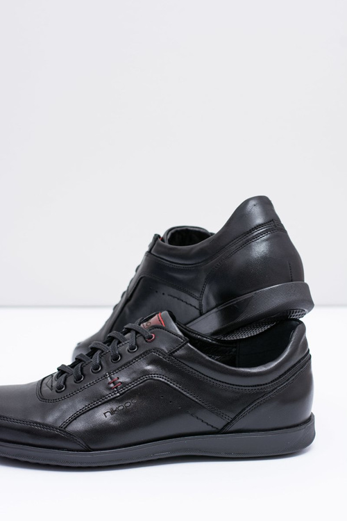 Męskie Czarne Skórzane Półbuty Nikopol Casual Polver