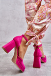 Zamszowe Czółenka Na Masywnym Obcasie I Platformie Fuksja Diame