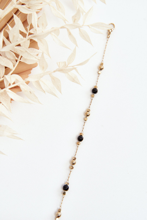 Klasyczna Bransoletka Z Czarnymi Koralikami Złota