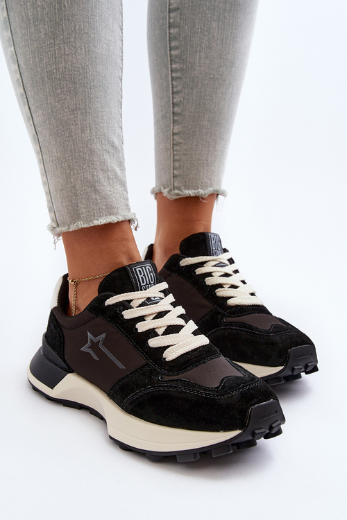 Sneakersy Damskie Skórzane Big Star NN274963 Czarne