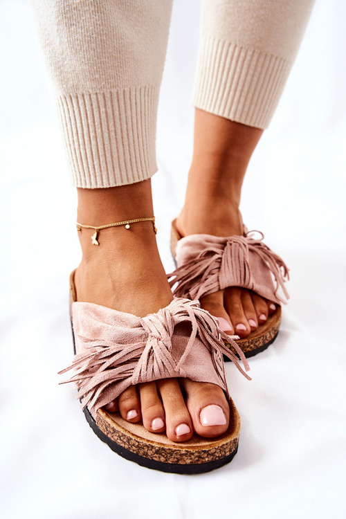 Klapki Na Korkowej Podeszwie Różowe Taryne