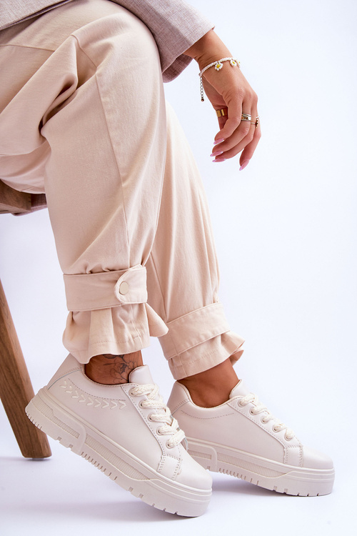 Wygodne Damskie Buty Sportowe Na Platformie Beżowe Devan