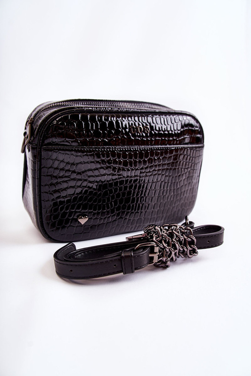 Lakierowana Torebka Listonoszka GOE ZNJ022 Czarna