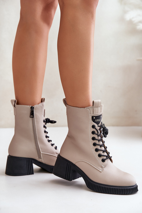 Ocieplane Botki Damskie Ze Skóry Naturalnej Vinceza 66671 Beżowe