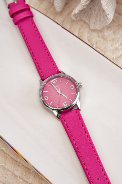 Damski Zegarek Na Eko Skórzanym Pasku Fuksja Ernest E62177