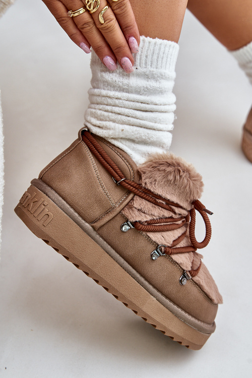 Niskie Śniegowce Na Platformie Z Futerkiem D.Franklin DFSH370011 Brązowe