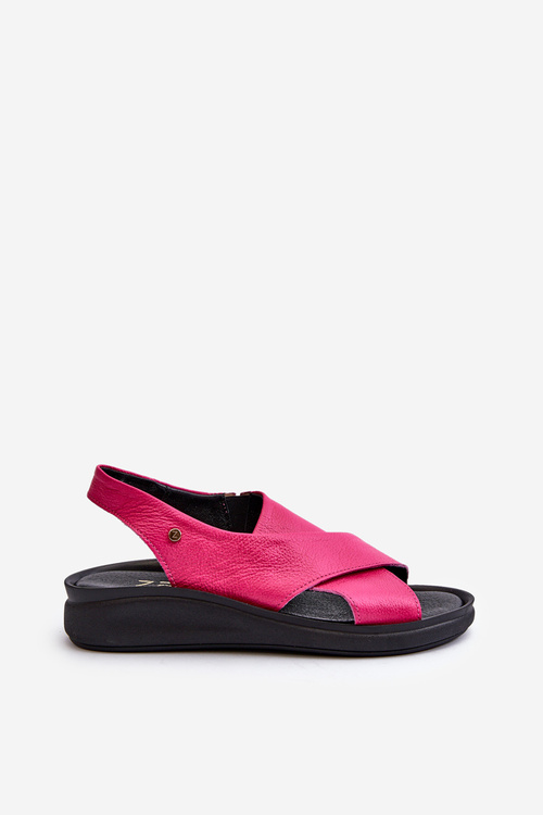 Zazoo 40392 Skórzane Sandały Damskie Fuksja