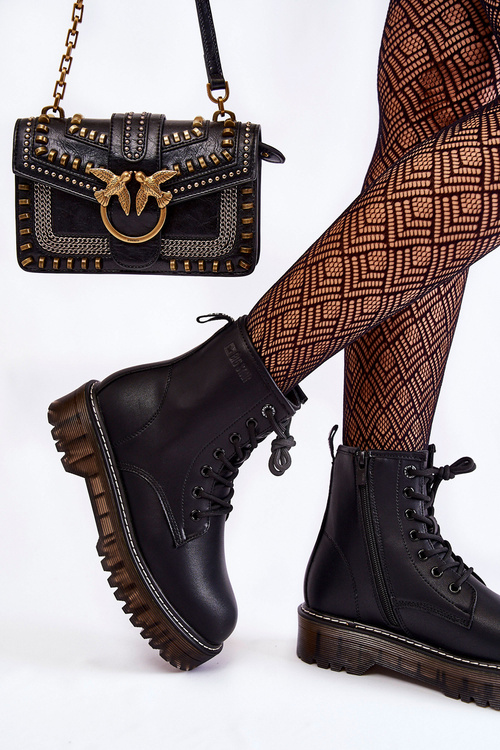 Damskie Botki Na Suwak Big Star KK274537 Czarne