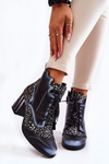 Botki Damskie Skórzane Trzewiki Maciejka Czarne 03190-20