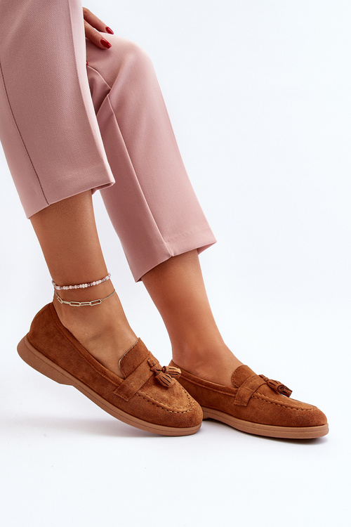 Damskie Zamszowe Mokasyny Camel Dansitu