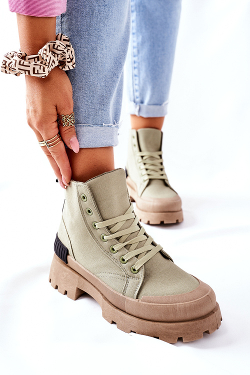 Damskie Botki Trapery Zielone Any One