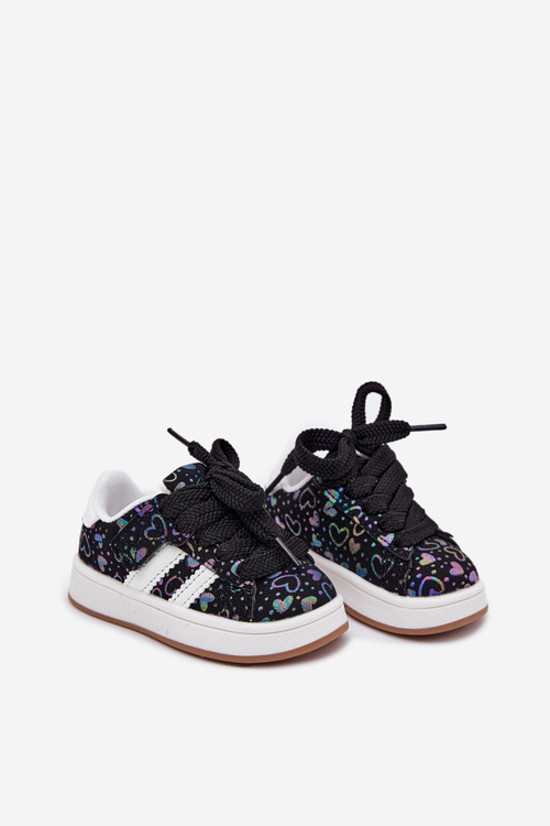 Buty Sportowe Sneakersy Dziecięce W Serduszka Czarne Mirelle