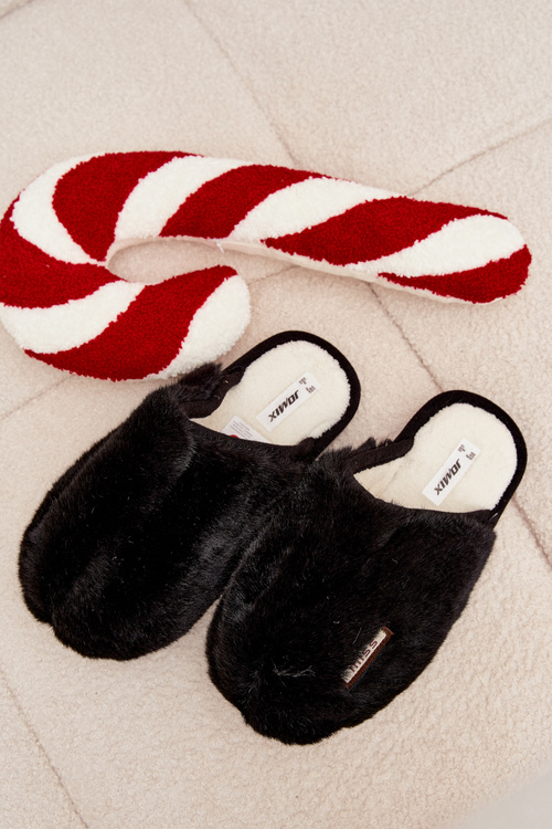 Futrzane Kapcie Damskie Czarne Belinna