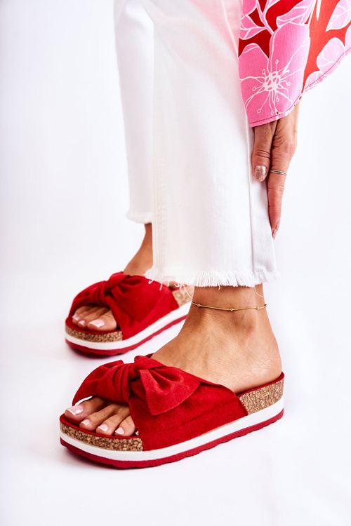 Klapki Na Platformie Czerwone So Comfy