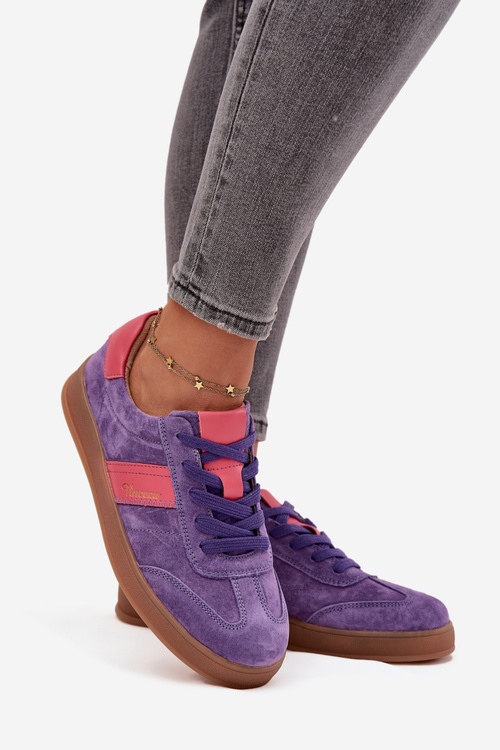 Zamszowe Sneakersy Damskie Vinceza 79576 Fioletowe