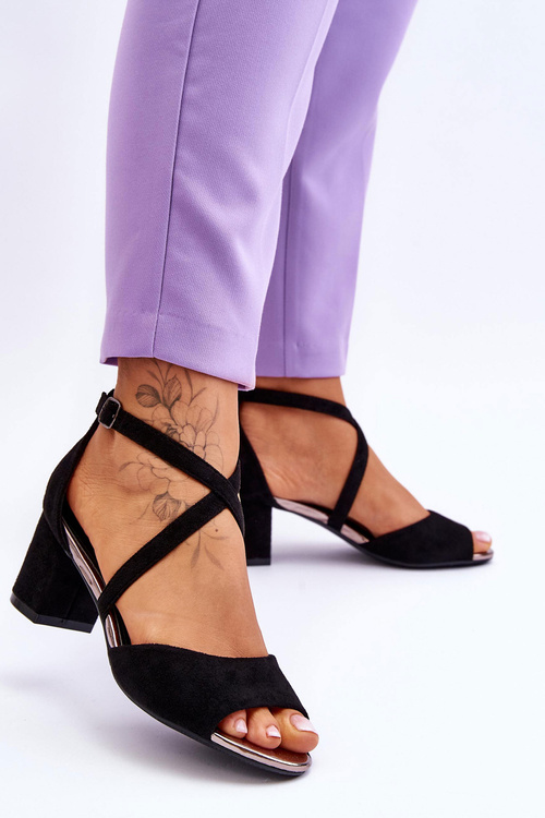 Damskie Sandałki Na Niskim Obcasie Czarne Quinn