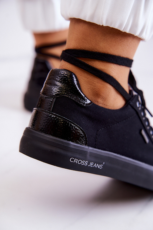 Damskie Tenisówki Wiązane Cross Jeans JJ2R4039C Czarne