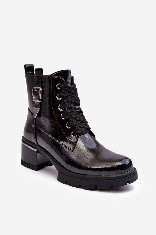 Damskie Lakierowane Botki D&A MR870-97 Czarne 