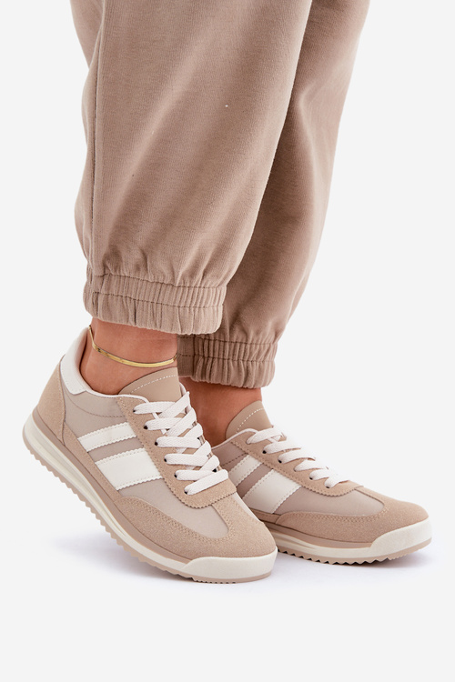 Niskie Sneakersy Trampki Damskie Beżowe Sellira