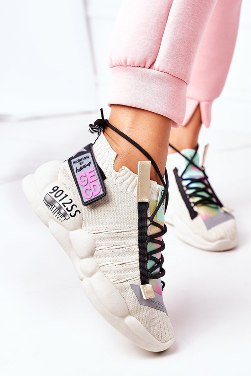 Damskie Sportowe Buty Sneakersy Beżowe Bubble Tea