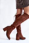 Damskie Zamszowe Kozaki Za Kolano La.Fi 270056FX-SU Ciemnobrązowe
