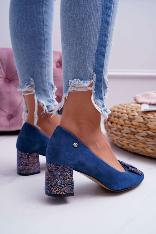 Czółenka Damskie Maciejka Zamszowe Granatowe 3356A-17/00-1